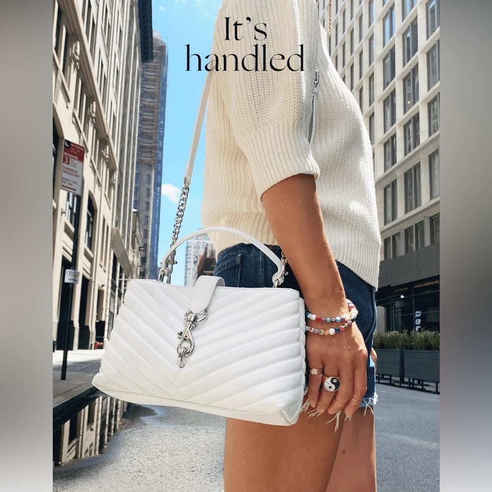 #NWT Rebecca Minkoff White Genuine Leather Satchel CrossBody w/ adjustable strap